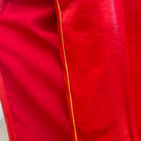 NWT Red Gold Rose Phoenix Embroidery Side Slit Chinese Wedding Dress M L - Picture 7 of 8